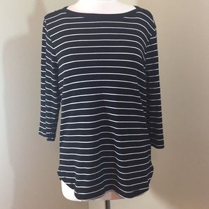 Style & Co black stripe 3/4 sleeve shirt